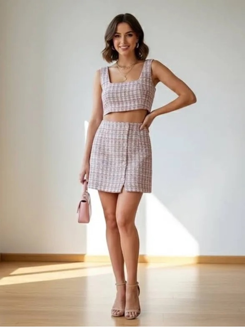 House of Harlow 1960 Pink Tweed Mini Skirt
